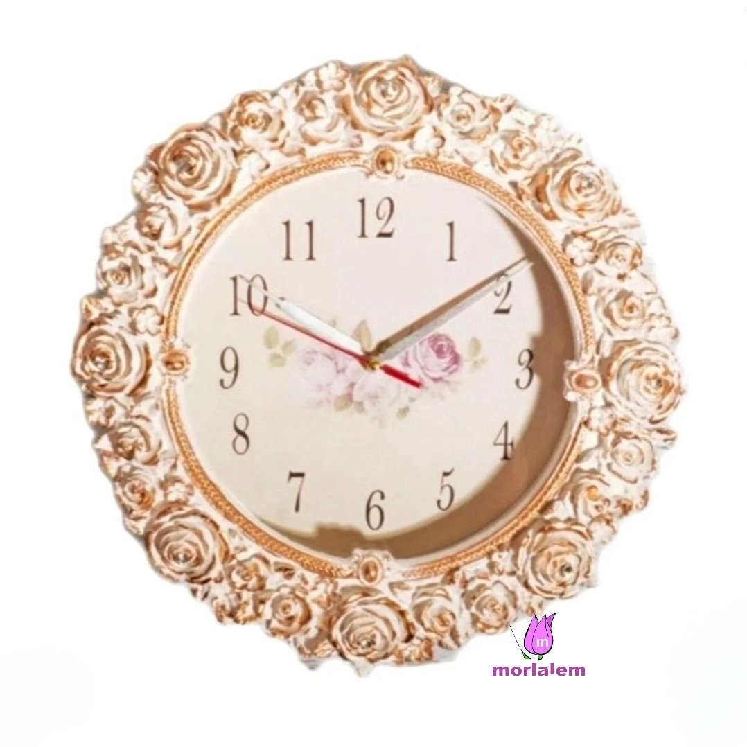 35cm Büyük Gül Çiçekli Saat Silikon Kalıp K-951, Polyester Reçine Taş Tozu Alçı Kalıbı - Görsel 4