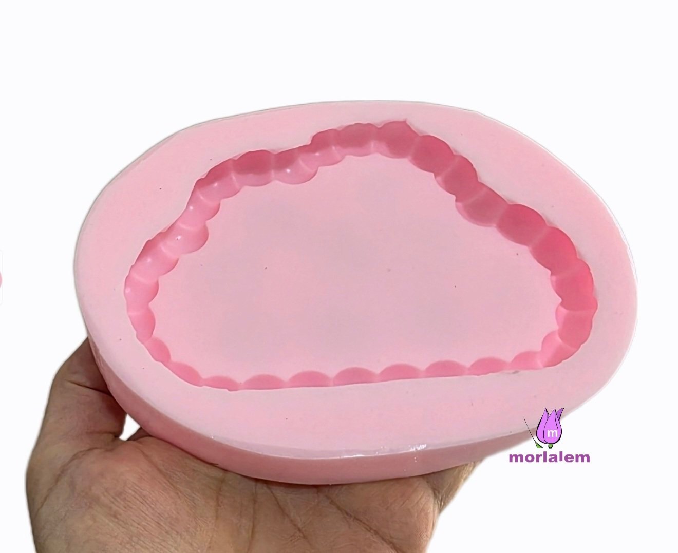 13,6cm Bulut Bubble Taban Sunumluk çerçeve Mum Tabağı Altlığı Silikon Kalıp K-1381 - Görsel 2