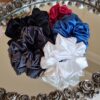 5'li SET, 10cm Saten Saç Lastik Toka, Kadın Hairbands Scrunchies, Kafa Bandı, At Kuyruğu, Pembe Mavi Gri Beyaz Siyah - Görsel 6