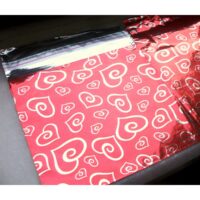 100 Adet 19x24cm Metalize Kırmızı Kalp Baskılı Bantlı Hediye Poşeti