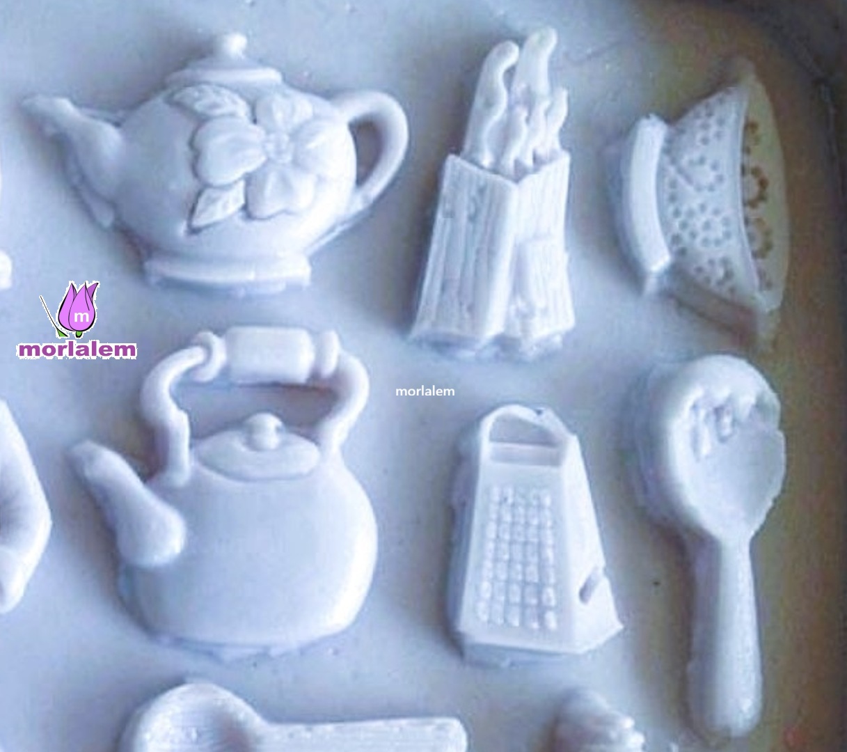 15'li Şef Seti Mutfak Temalı Mini Objeler Silikon Kalıp K-1133, Taş Tozu Sabun Alçı Mum Kalıbı - Görsel 6