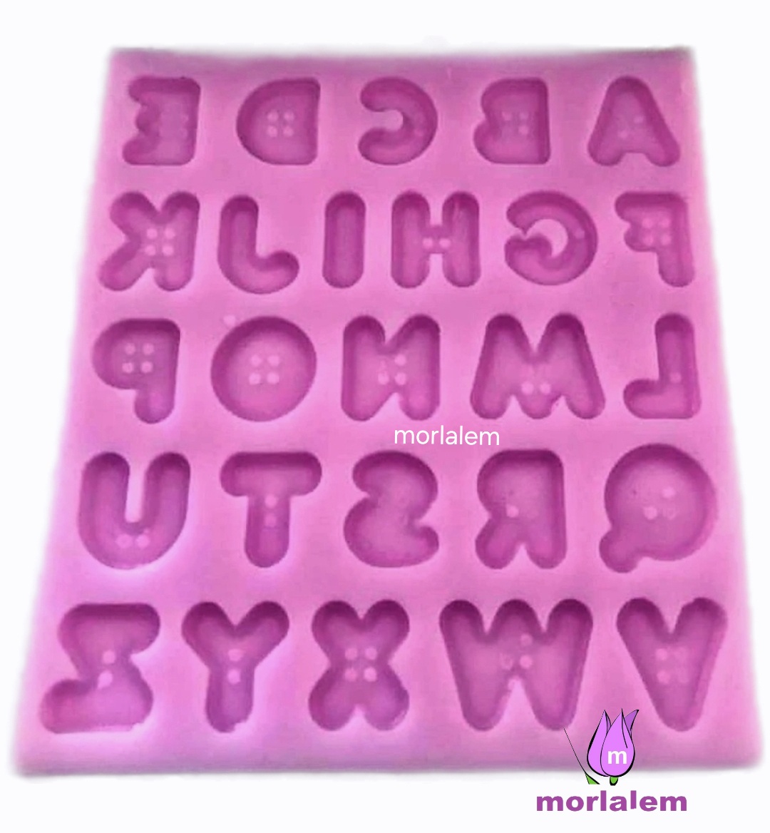 Düğme Şeklinde 2cm Mini Harf Alfabe Seti Silikon Kalıp K-226 - Görsel 2