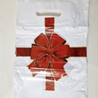 50 adet 24x36cm Poşet Çanta Hediye Torbası, Kırmızı Kurdele Renkli Baskılı Plastik Ambalaj