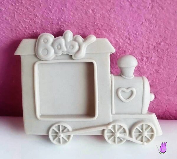 Baby yazılı 10cm Tren Çerçeve Silikon Kalıp K-110, Taş Tozu Polyester Çimento Alçı Mum Kalıbı