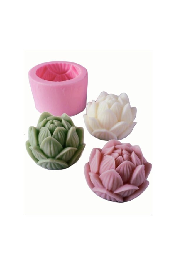 Lotus Çiçeği Enginar Silikon Kalıp K-1262, Kokulu Taş Sabun Alçı Mum Kalıbı