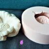 11cm Gül Şakayık Çiçek Mumluk Silikon Kalıp K-070, Kokulu Taş Sabun Alçı Mum Kalıbı - Görsel 2
