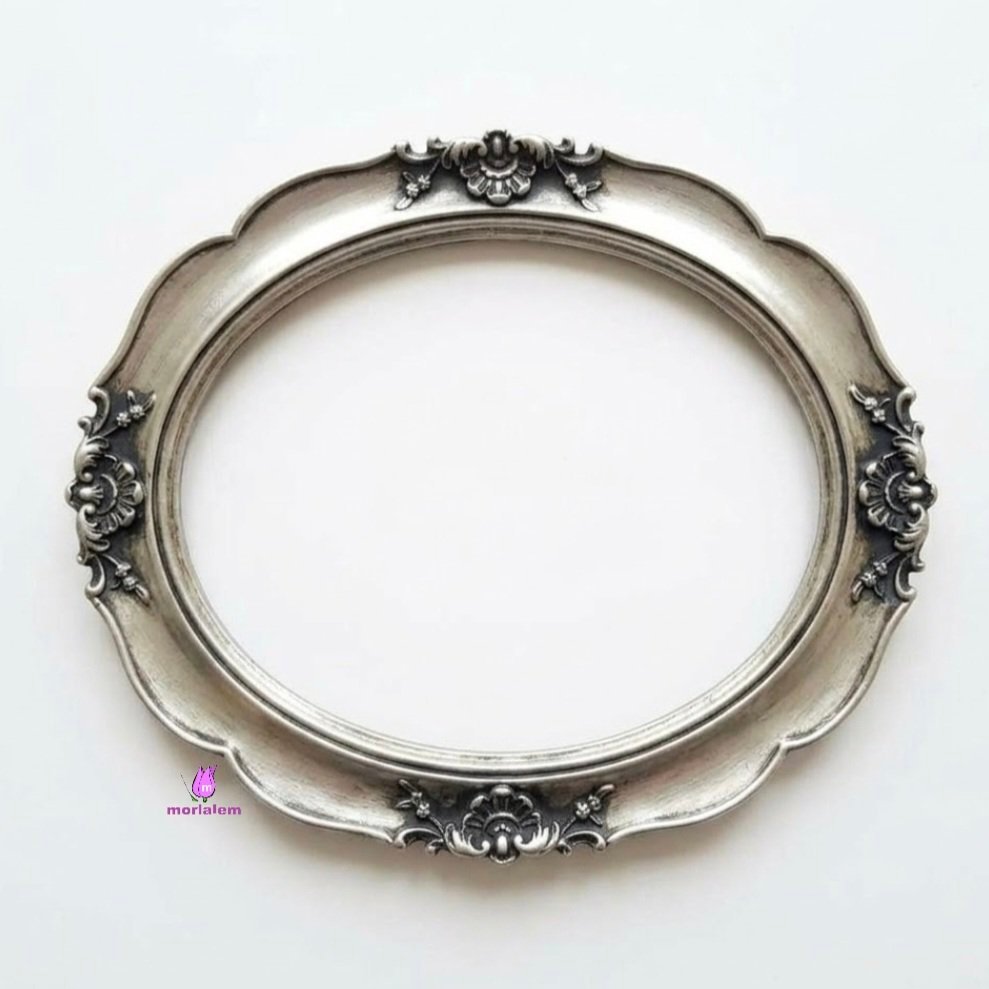 Yaprak Ve Çiçek Kabartmalı 30cm Oval Çerçeve Silikon Kalıp K-801 - Görsel 7