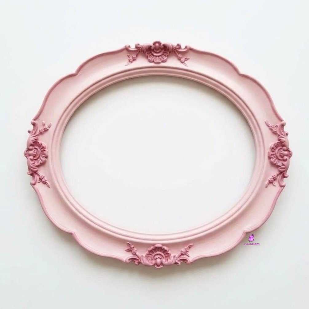 Yaprak Ve Çiçek Kabartmalı 30cm Oval Çerçeve Silikon Kalıp K-801 - Görsel 3