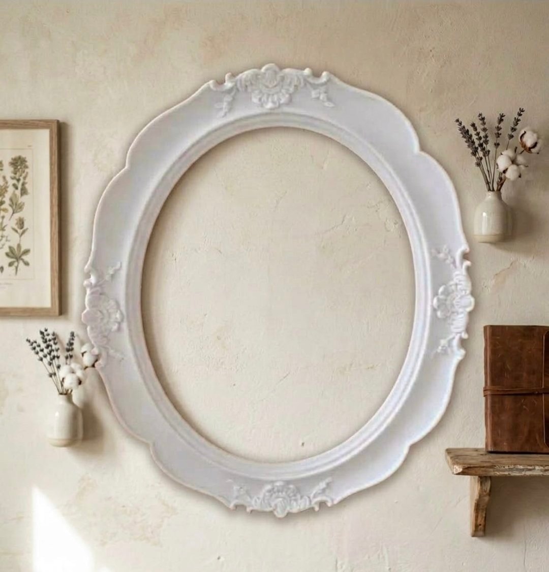 Yaprak Ve Çiçek Kabartmalı 30cm Oval Çerçeve Silikon Kalıp K-801 - Görsel 9