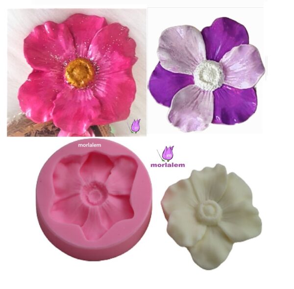 9cm Çiçek Silikon Kalıp K-050, Polyester Kokulu Taş Sabun Alçı Mum Kalıbı