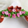 Kurdele Gül Çiçekli 15cm Aplik Dekor Silikon Kalıp K-032, Polyester Çimento Mum Alçı Kalıbı - Görsel 3