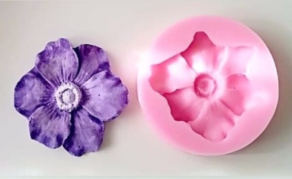 9cm Çiçek Silikon Kalıp K-050, Polyester Kokulu Taş Sabun Alçı Mum Kalıbı