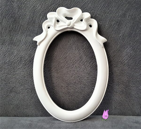 Kurdele Kabartmalı 20cm Oval Çerçeve Silikon Kalıp K-231, Polyester Taş Tozu Alçı Kalıbı