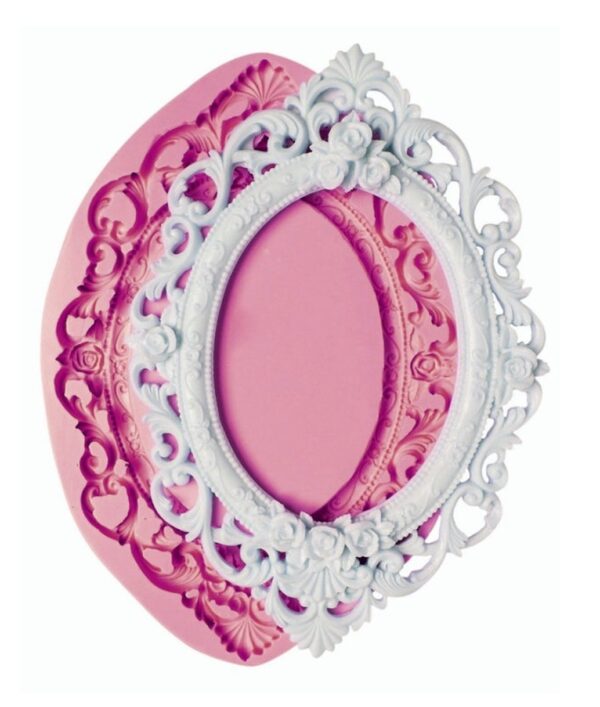 Gül Kabartmalı 27cm Ortası Açık Çerçeve Silikon Kalıp K-324