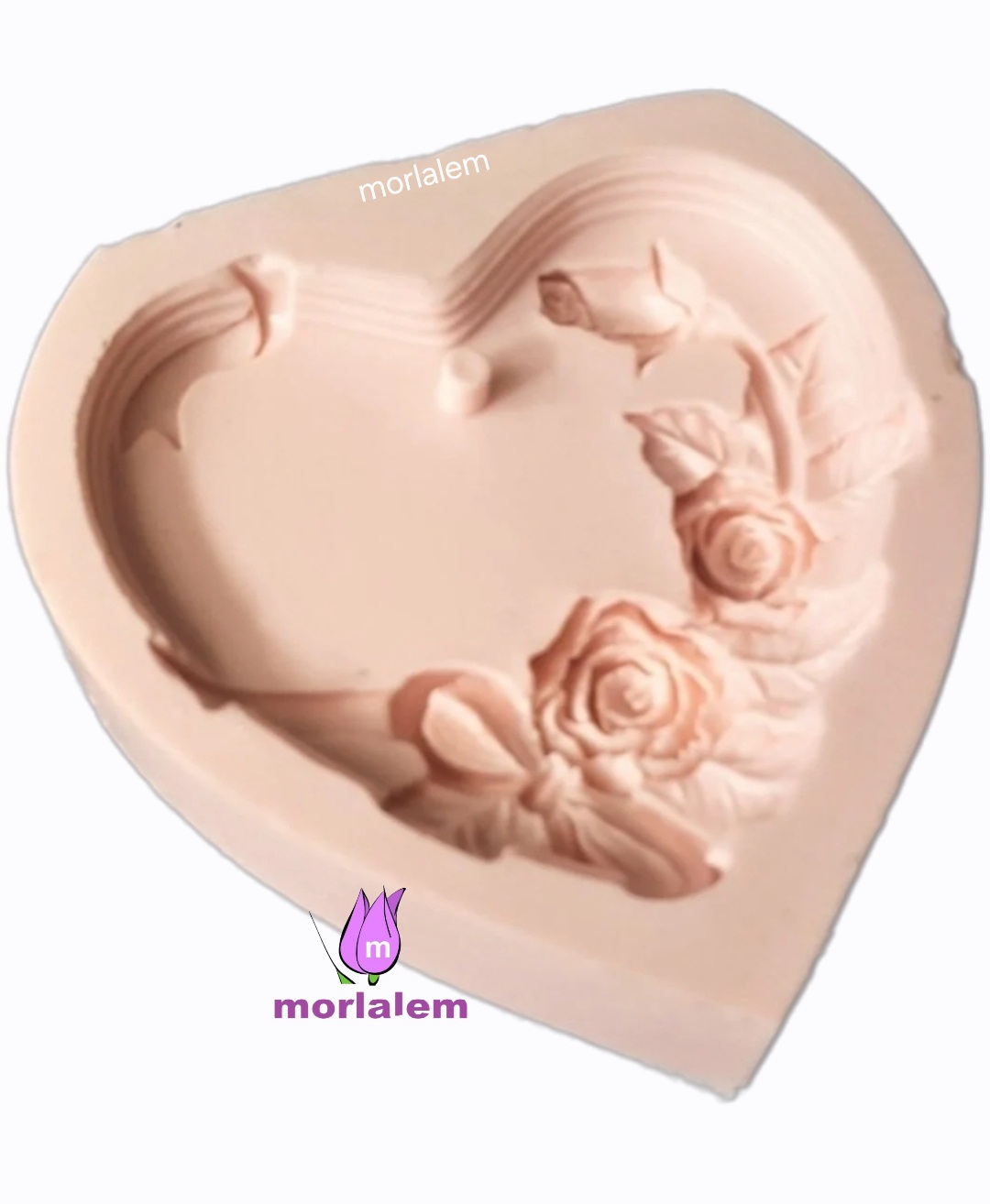 9cm Askılı Kalp Lale Çiçek Silikon Kalıp K-170, Kokulu Taş Sabun Alçı Mum Kalıbı - Görsel 2