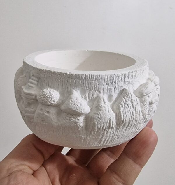 Kapadokya Ürgüp Göreme Ortahisar Kaya Evleri, Peri Bacaları 12cm Saksı Mumluk, Boyasız Ham Alçı