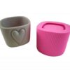 11cm Büyük Boy Kalp Kabartmalı Saksı Silikon Kalıp K-175, Polyester Taş Tozu Alçı Kalıbı - Görsel 2