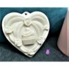 Cupcake Gül Çiçek Kurdele Dekorlu 8cm Kalp Askı Silikon Kalıp K-186, Taş Tozu Sabun Alçı Mum Kalıbı - Görsel 3