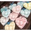 Cupcake Gül Çiçek Kurdele Dekorlu 8cm Kalp Askı Silikon Kalıp K-186, Taş Tozu Sabun Alçı Mum Kalıbı - Görsel 5