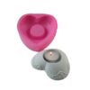 Çiçek Desenli Kalp Mumluk 11cm Silikon Kalıp K-207, Polyester Reçine Taş Tozu Alçı Kalıbı - Görsel 2