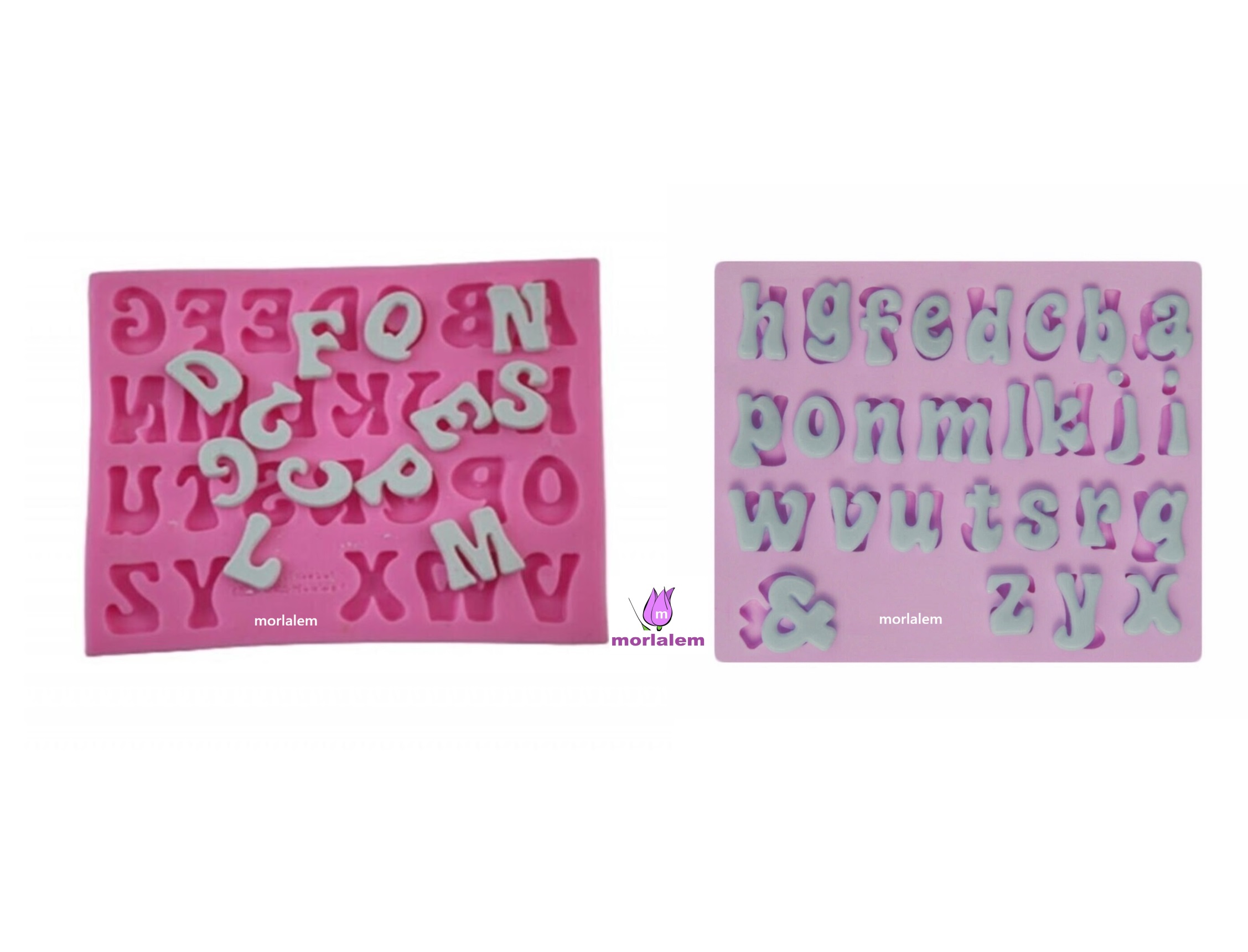 2'li Tombul Harf Alfabe Harfler Seti Küçük Ve Büyük Harfler, 2 Silikon Kalıp Seti, K-791 K-792 - Görsel 6