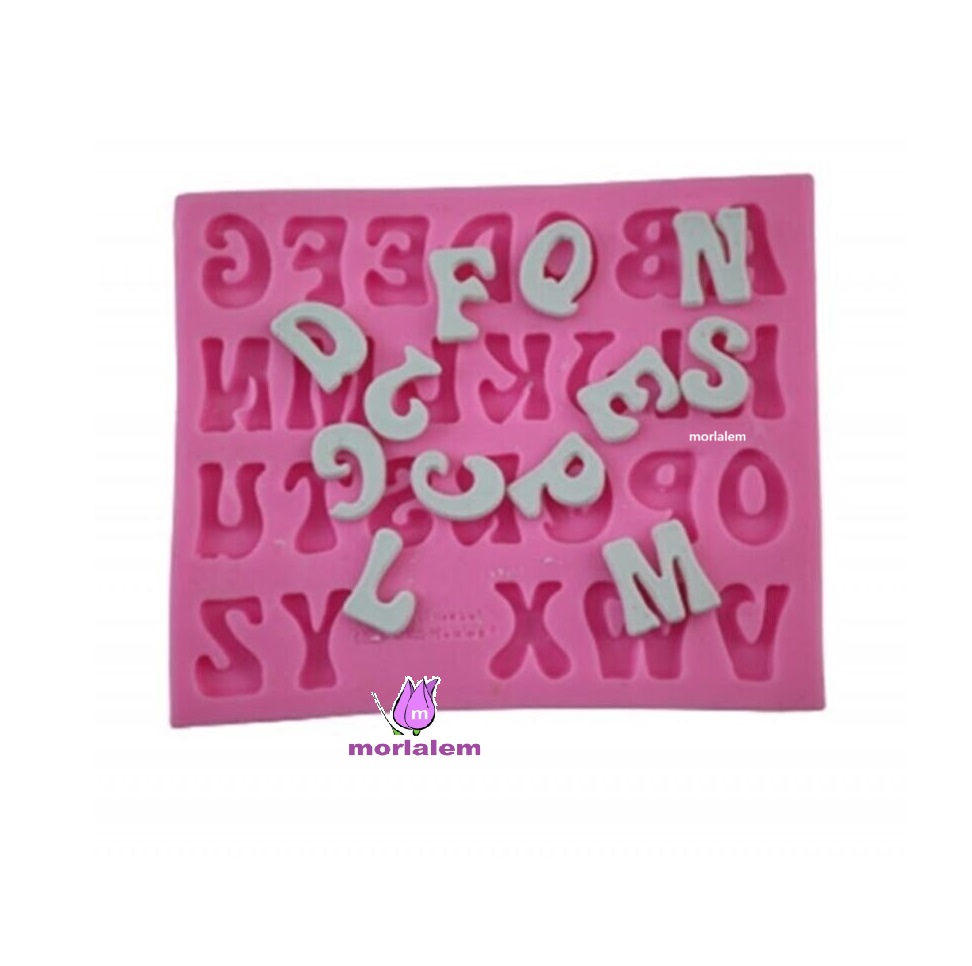 2'li Tombul Harf Alfabe Harfler Seti Küçük Ve Büyük Harfler, 2 Silikon Kalıp Seti, K-791 K-792 - Görsel 3