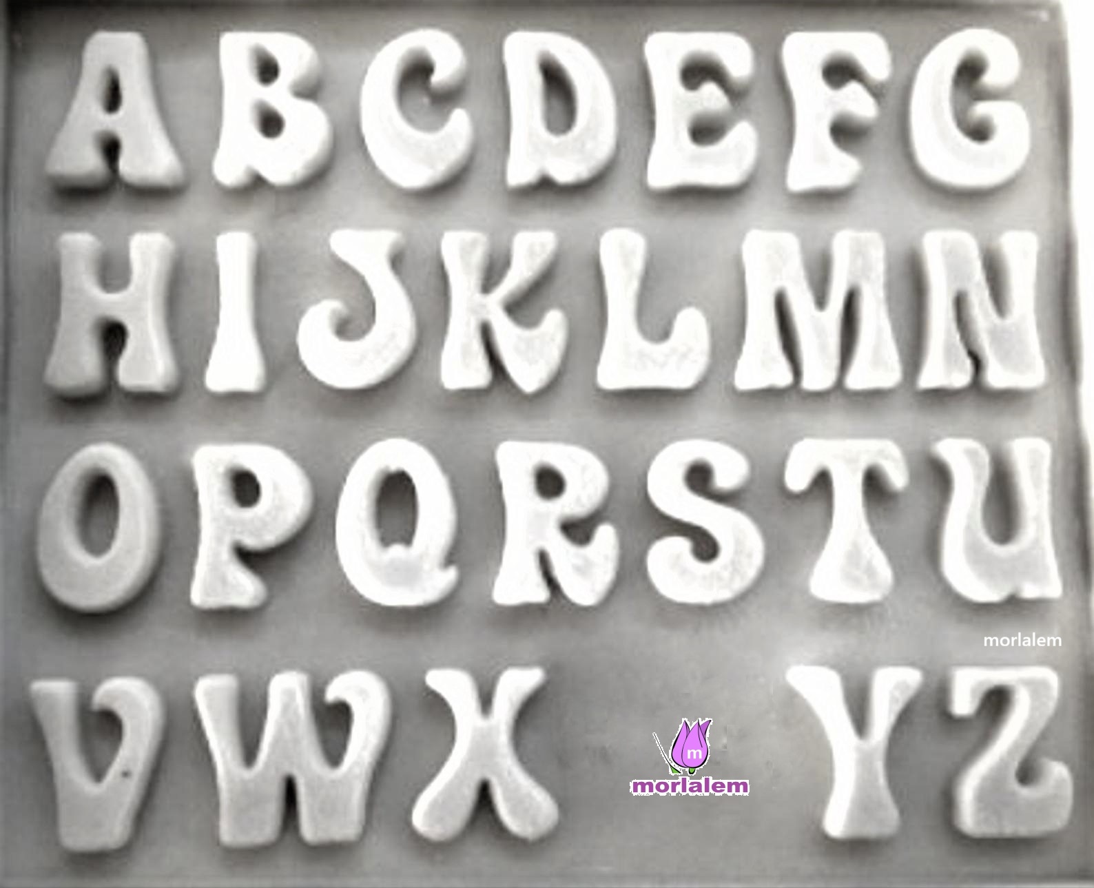 2'li Tombul Harf Alfabe Harfler Seti Küçük Ve Büyük Harfler, 2 Silikon Kalıp Seti, K-791 K-792 - Görsel 4