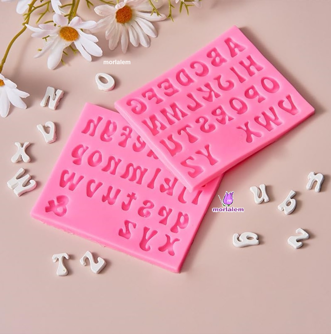 2'li Tombul Harf Alfabe Harfler Seti Küçük Ve Büyük Harfler, 2 Silikon Kalıp Seti, K-791 K-792 - Görsel 2
