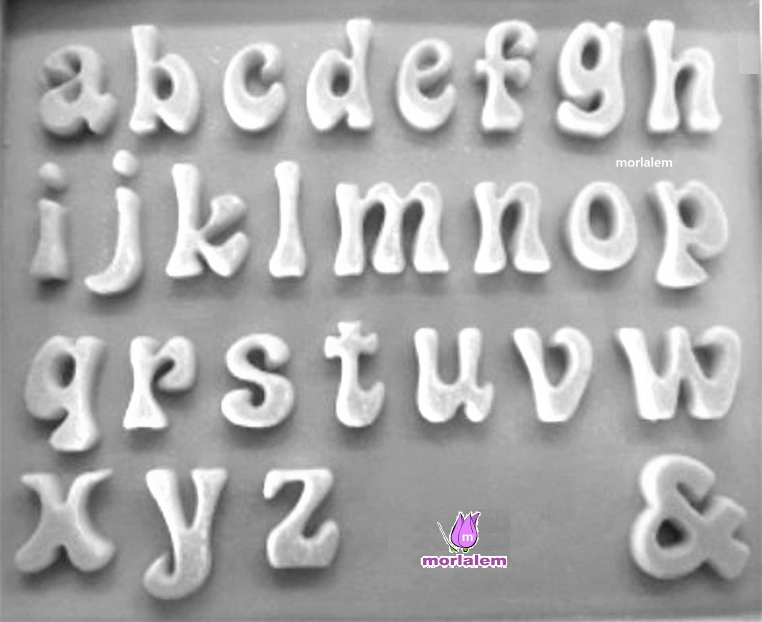 2'li Tombul Harf Alfabe Harfler Seti Küçük Ve Büyük Harfler, 2 Silikon Kalıp Seti, K-791 K-792 - Görsel 7