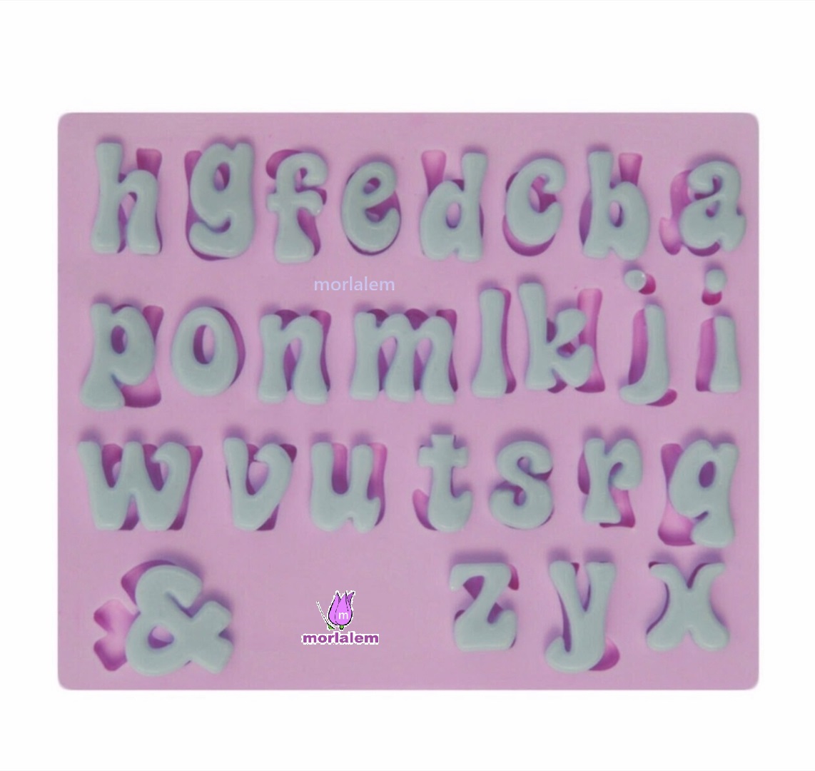 2'li Tombul Harf Alfabe Harfler Seti Küçük Ve Büyük Harfler, 2 Silikon Kalıp Seti, K-791 K-792 - Görsel 8