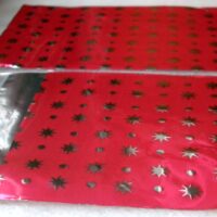 100 Adet Yıldız Baskılı Kırmızı Metalize Bantlı 6x7cm Hediye Poşeti, Takı Nişan Mevlüt Kına Paketi