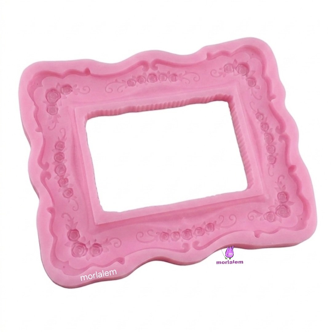 Gül Çiçek Kabartmalı 19cm Çerçeve Silikon Kalıp K-317 - Görsel 2