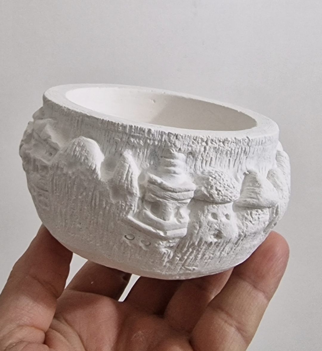 Kapadokya Ürgüp Göreme Ortahisar Kaya Evleri, Peri Bacaları 12cm Saksı Mumluk - Görsel 3