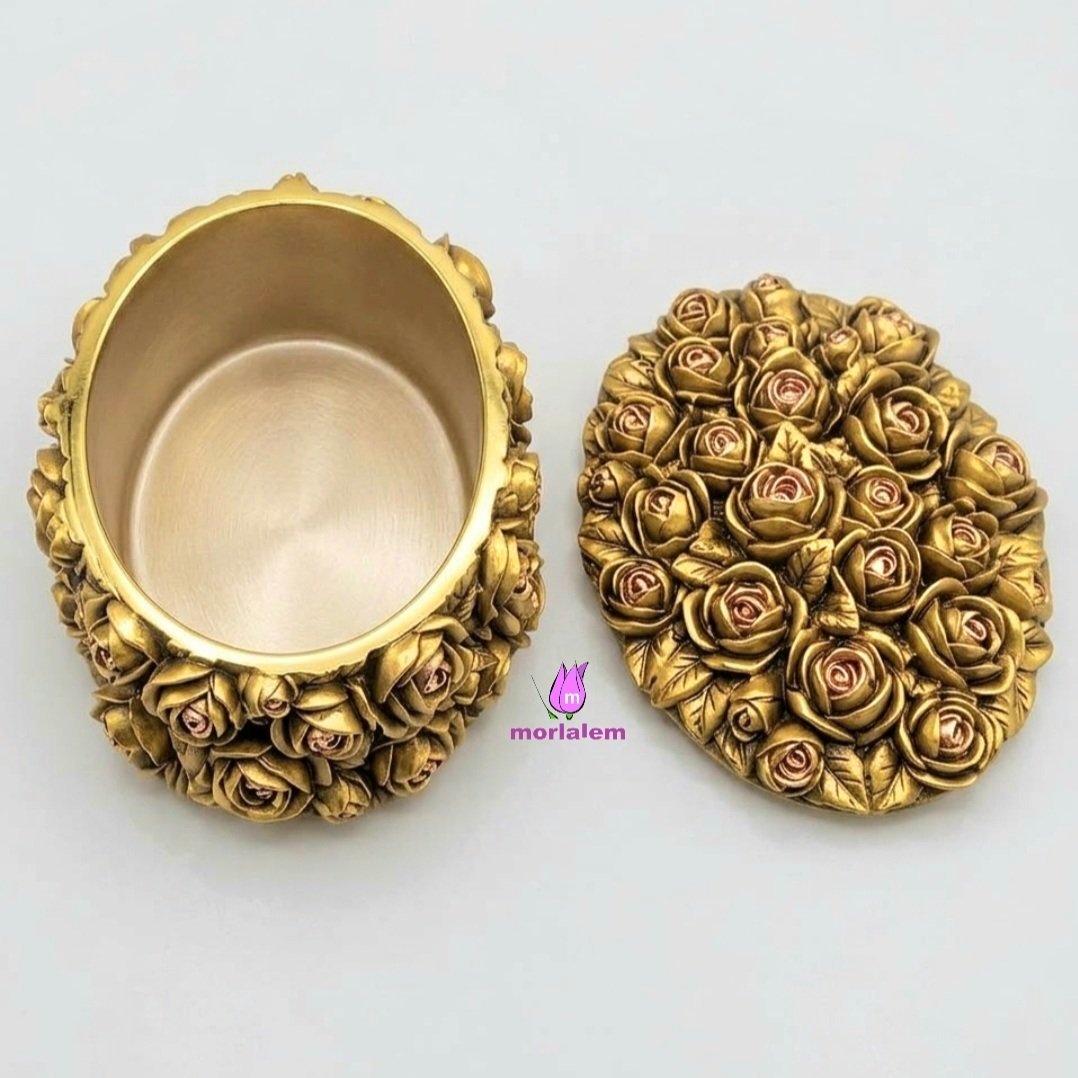 Gül Çiçek Kabartmalı 10cm Oval Kutu Silikon Kalıp K-243 - Görsel 9