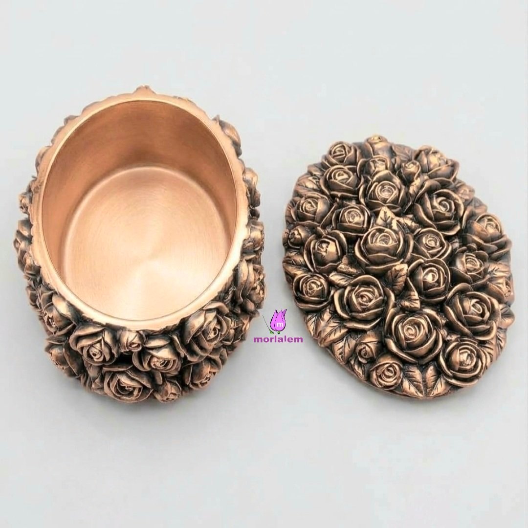 Gül Çiçek Kabartmalı 10cm Oval Kutu Silikon Kalıp K-243 - Görsel 10