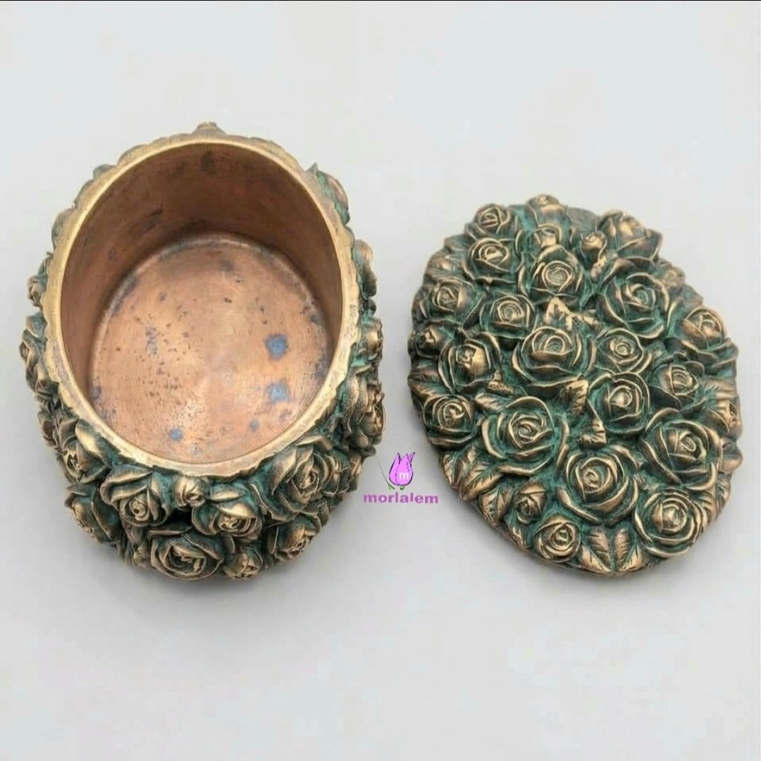 Gül Çiçek Kabartmalı 10cm Oval Kutu Silikon Kalıp K-243 - Görsel 8