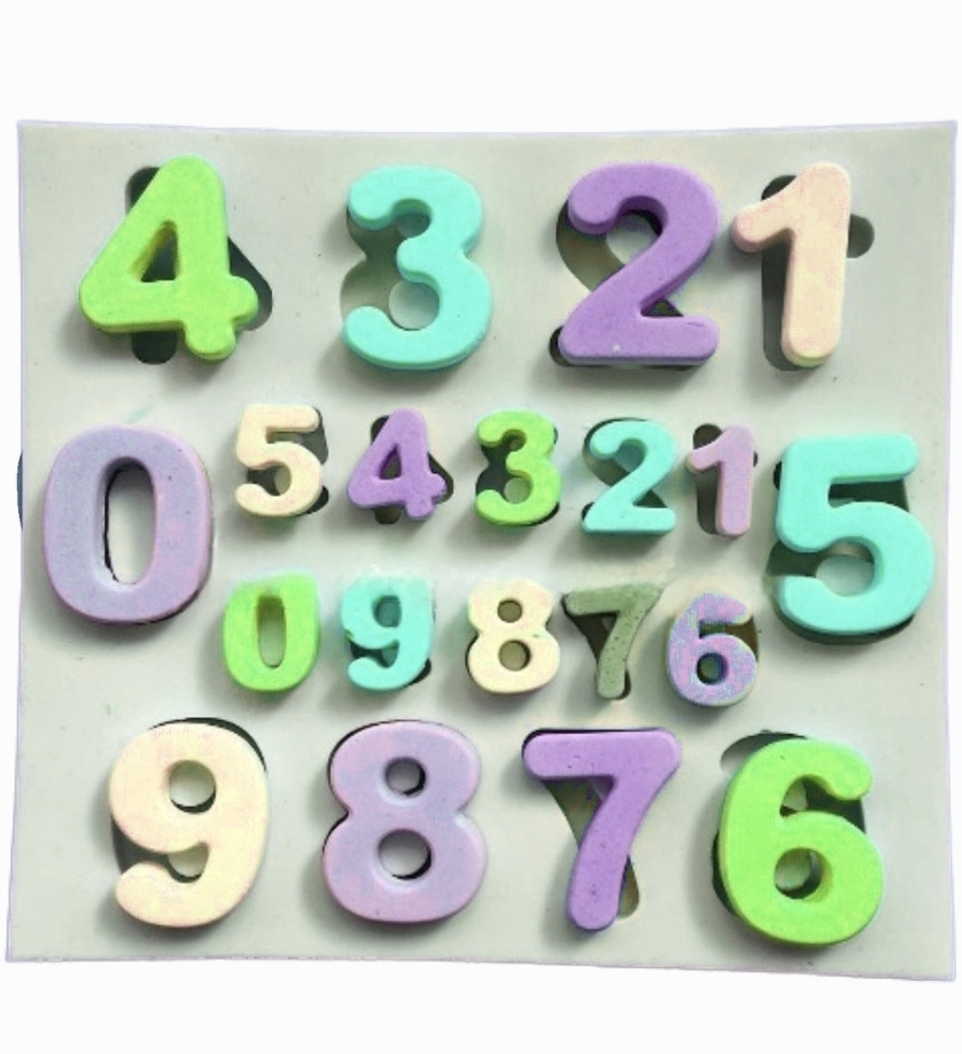 Sayılar Rakamlar 1,8cm ve 3,2cm Rakam Seti Silikon Kalıp K-1425, Taş Tozu Sabun Alçı Mum Kalıbı - Görsel 8