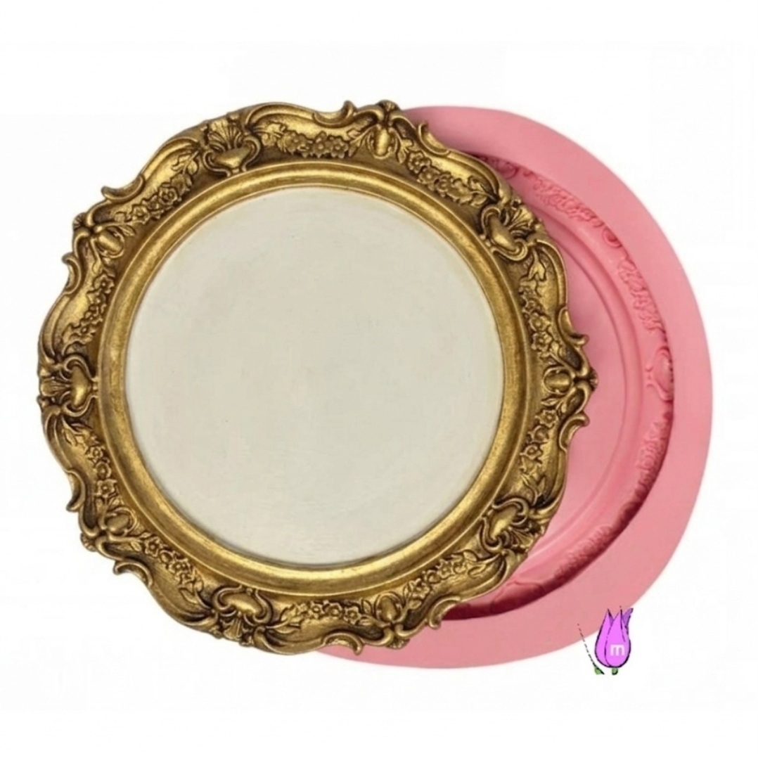 Çiçek Kabartma 27cm Çerçeve Tabak Tepsi Silikon Kalıp K-833 - Görsel 2