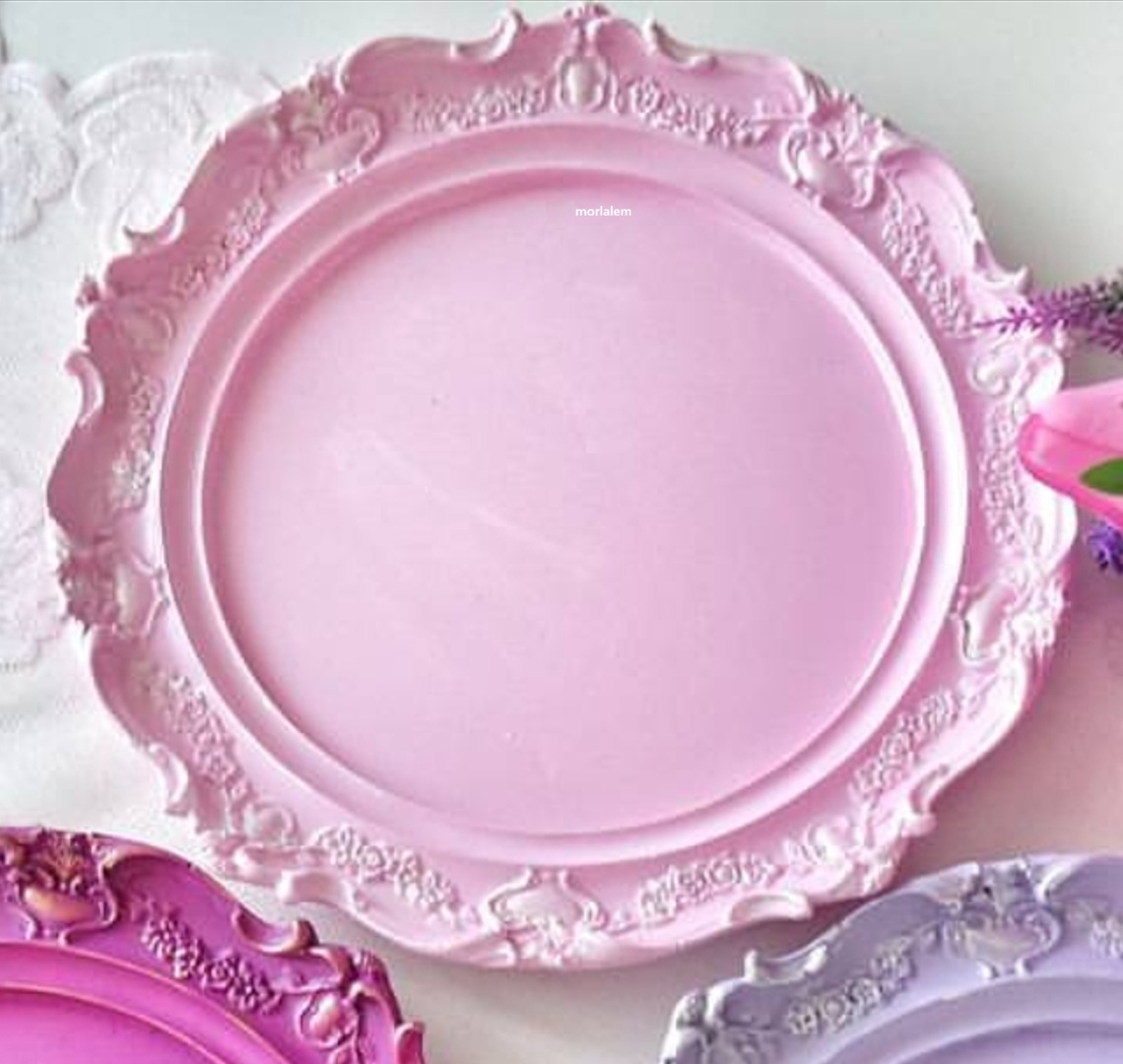 Çiçek Kabartma 27cm Çerçeve Tabak Tepsi Silikon Kalıp K-833 - Görsel 6