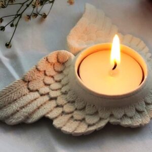 11cm Kanatlı Tealight Mumluk Silikon Kalıp K-208 Polyester Taş Tozu Çimento Alçı Kalıbı