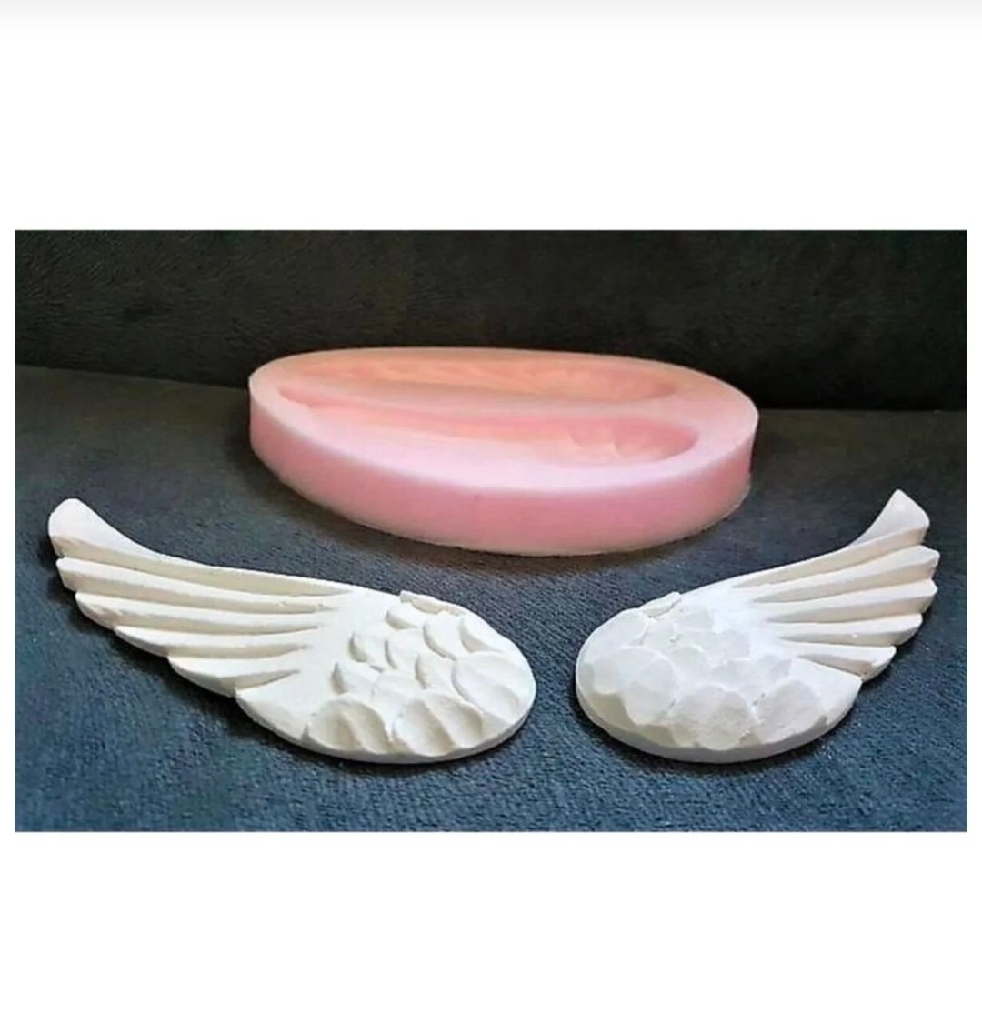 Çift Kanat, Kuş Kanadı Pano Süsü Magnet Silikon Kalıp K-606, Polyester Taş Tozu Alçı Mum Kalıbı - Görsel 6