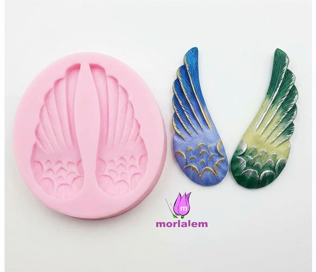 Çift Kanat, Kuş Kanadı Pano Süsü Magnet Silikon Kalıp K-606, Polyester Taş Tozu Alçı Mum Kalıbı - Görsel 4