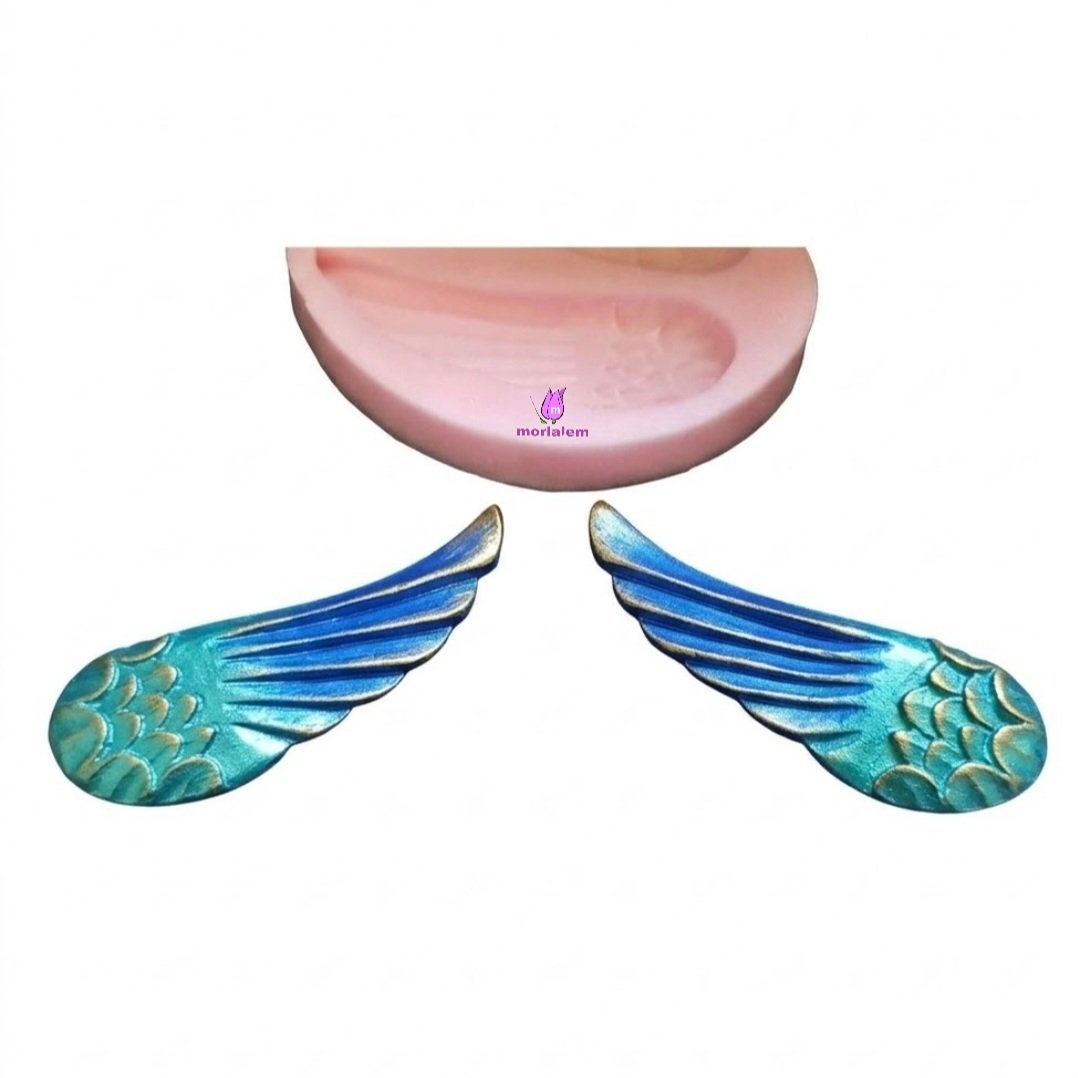 Çift Kanat, Kuş Kanadı Pano Süsü Magnet Silikon Kalıp K-606, Polyester Taş Tozu Alçı Mum Kalıbı - Görsel 3