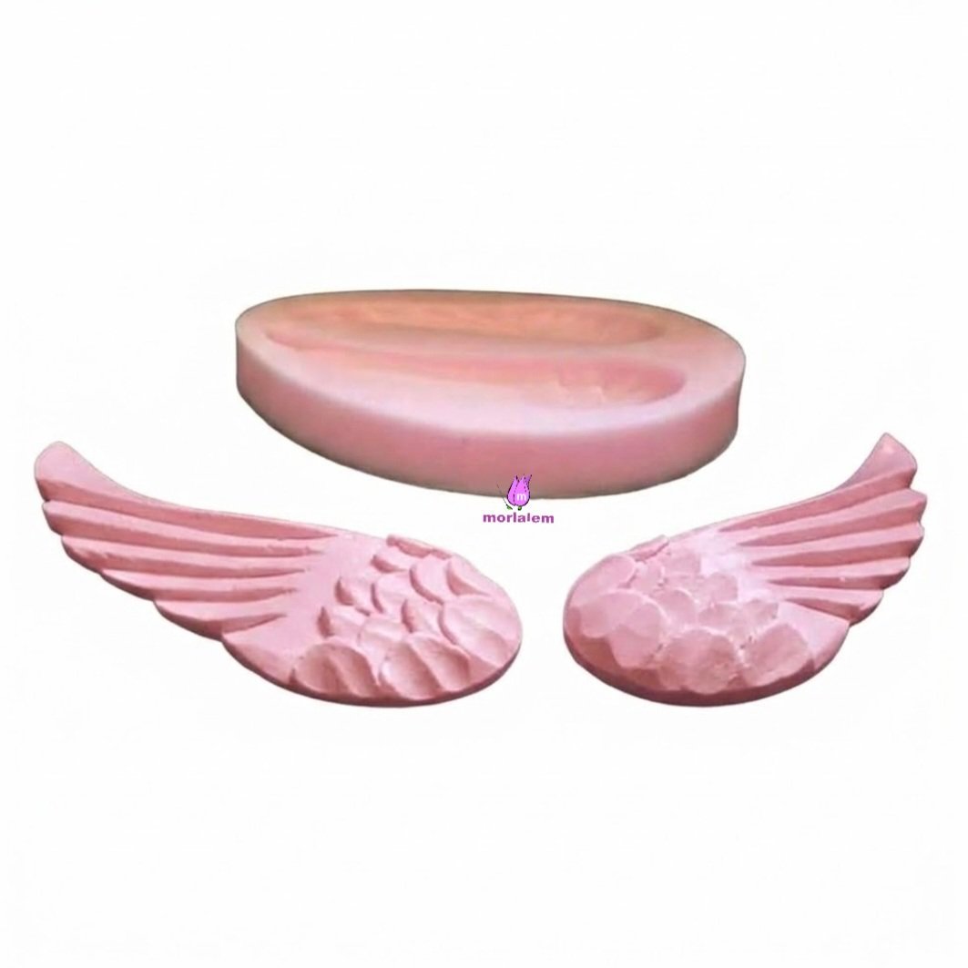 Çift Kanat, Kuş Kanadı Pano Süsü Magnet Silikon Kalıp K-606, Polyester Taş Tozu Alçı Mum Kalıbı - Görsel 5
