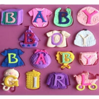 Baby Boy Baby Girl Yazılı Elbiseler Silikon Kalıp K-398