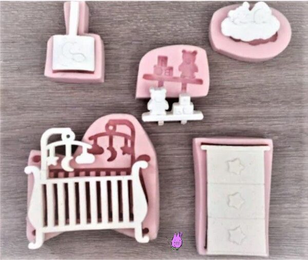 5 Parça Bebek Odası Magnet Pano Süsleri Silikon Kalıp K-406