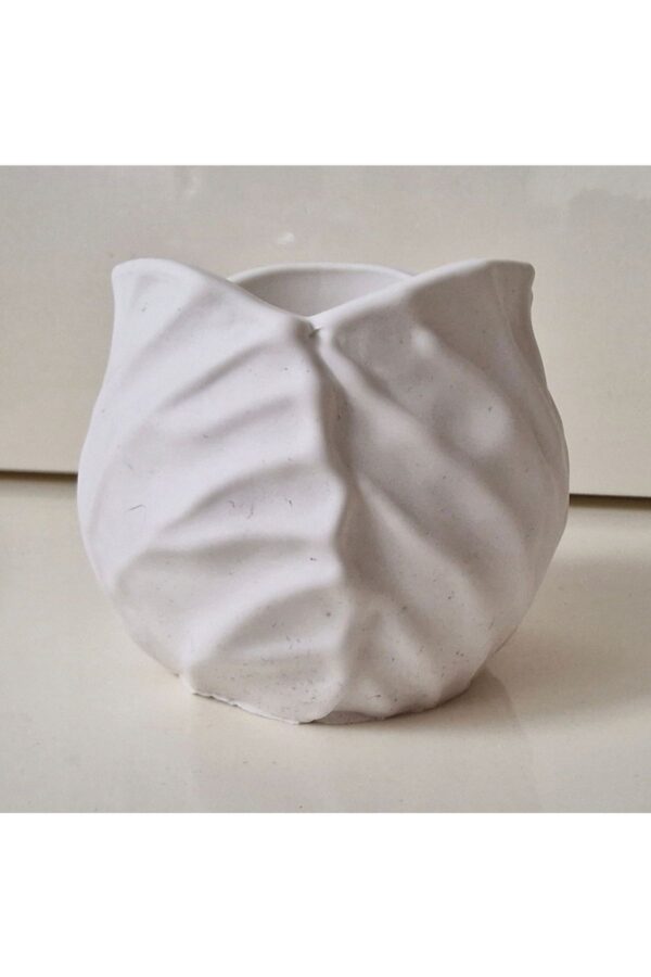 El Yapımı, Yaprak Lale Şeklinde 6,3cm Alçı Tealight Mumluk Saksı (Ham, Boyasız) B823