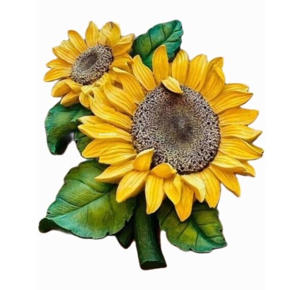 26cm Ayçiçeği Çiçek Demeti Silikon Kalıp K-466, Polyester Taş Tozu Çimento Alçı Kalıbı