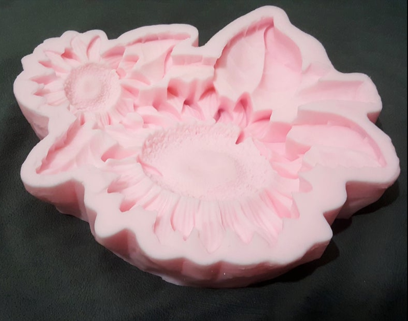 26cm Ayçiçeği Çiçek Demeti Silikon Kalıp K-466, Polyester Taş Tozu Çimento Alçı Kalıbı - Görsel 2