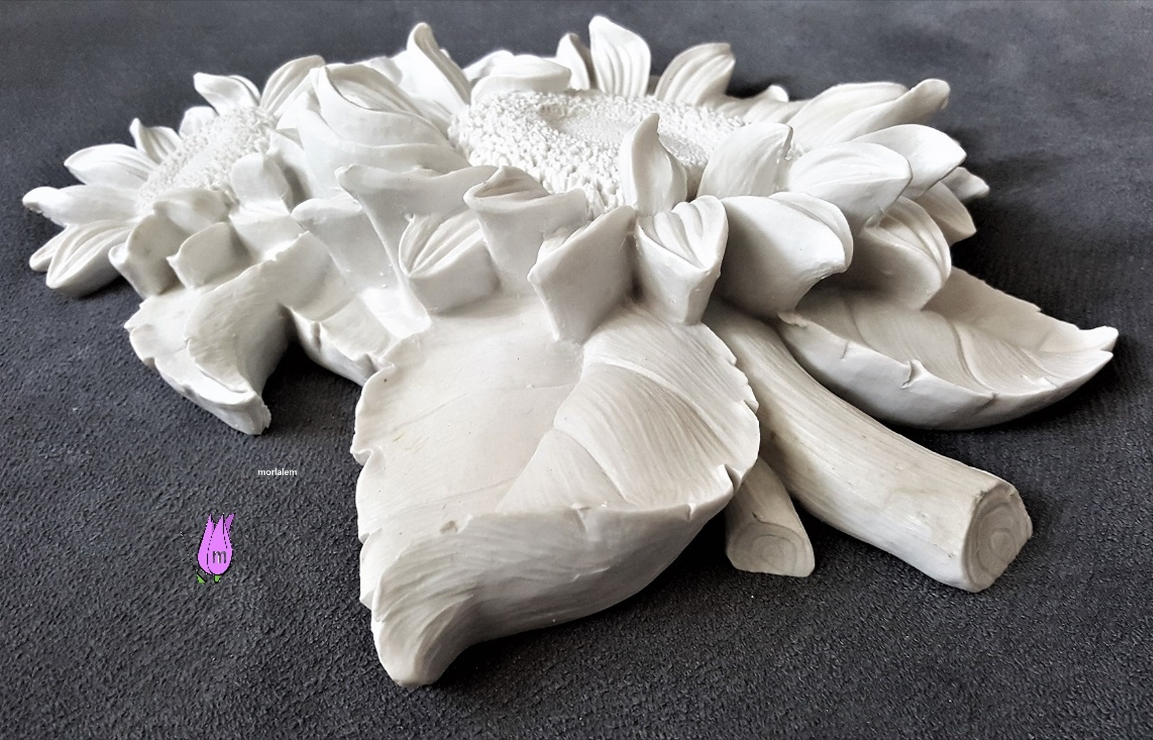 26cm Ayçiçeği Çiçek Demeti Silikon Kalıp K-466, Polyester Taş Tozu Çimento Alçı Kalıbı - Görsel 6